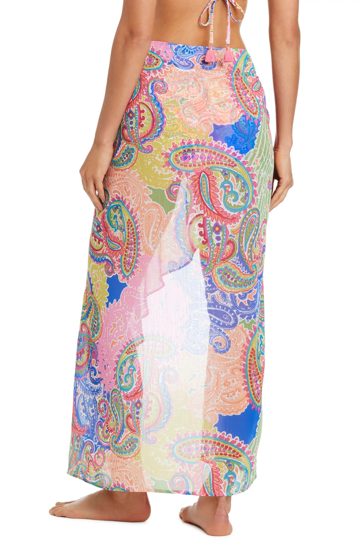 MULTI Paisley Print Ruffle Sarong image number 2