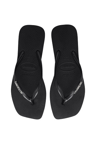 BLACK Square Metallic Flip Flops