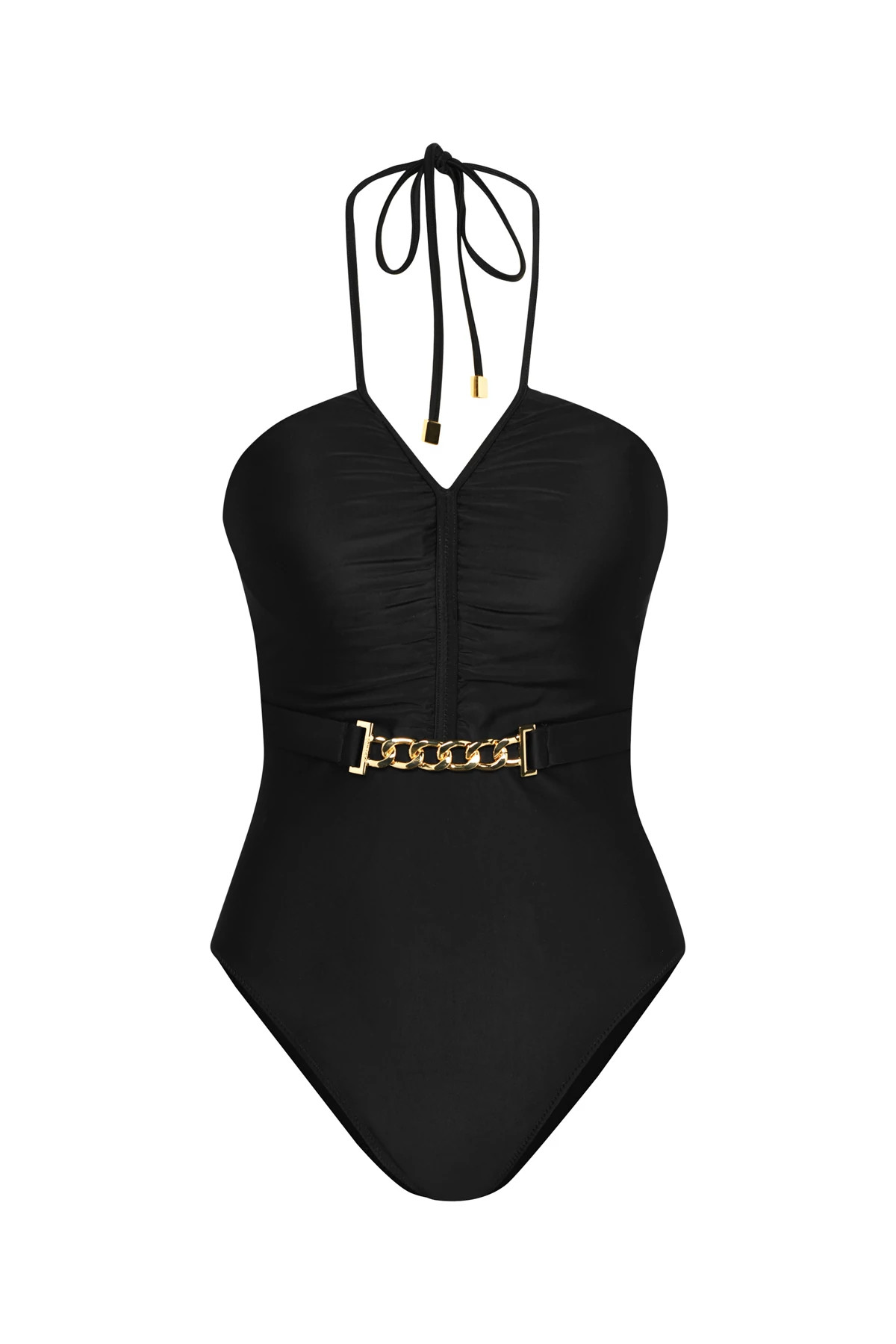 BLACK Leila Halter One Piece Swimsuit image number 3