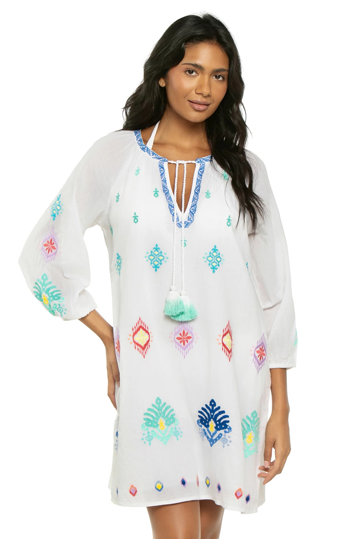 WHITE Watercolor Mini Dress image number 1