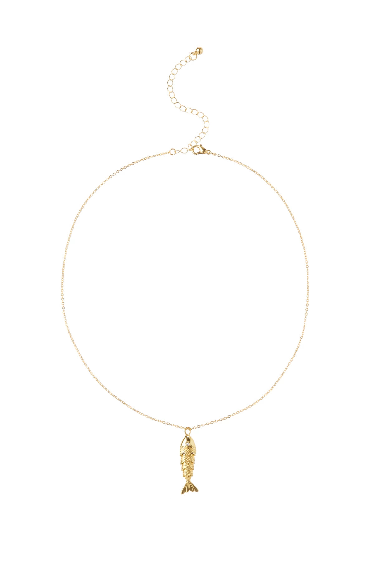 GOLD Fish Charm Necklace image number 1