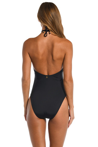 BLACK High Neck One Piece Swimsuit