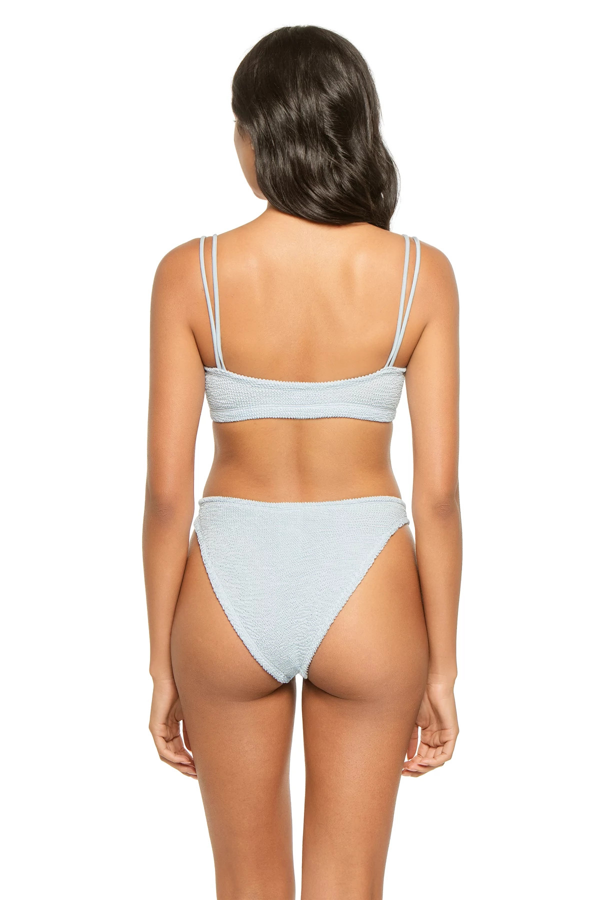 METALLIC ICE BLUE Cassie Crinkle Stretch Bikini Set image number 2