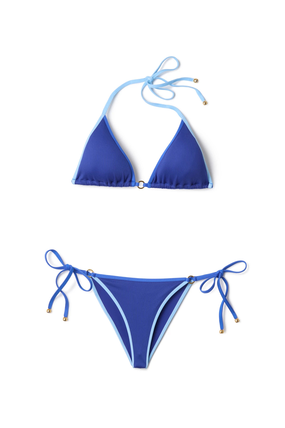TIDAL BLUE Positano Ribbed Triangle Bikini Top image number 3
