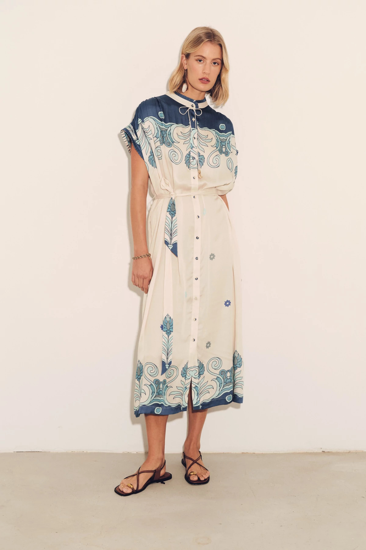 TILES CREAM Valerie Caftan Dress image number 4