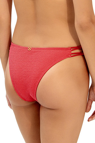 CORAL RED Gwen Tab Side Hipster Bikini Bottom