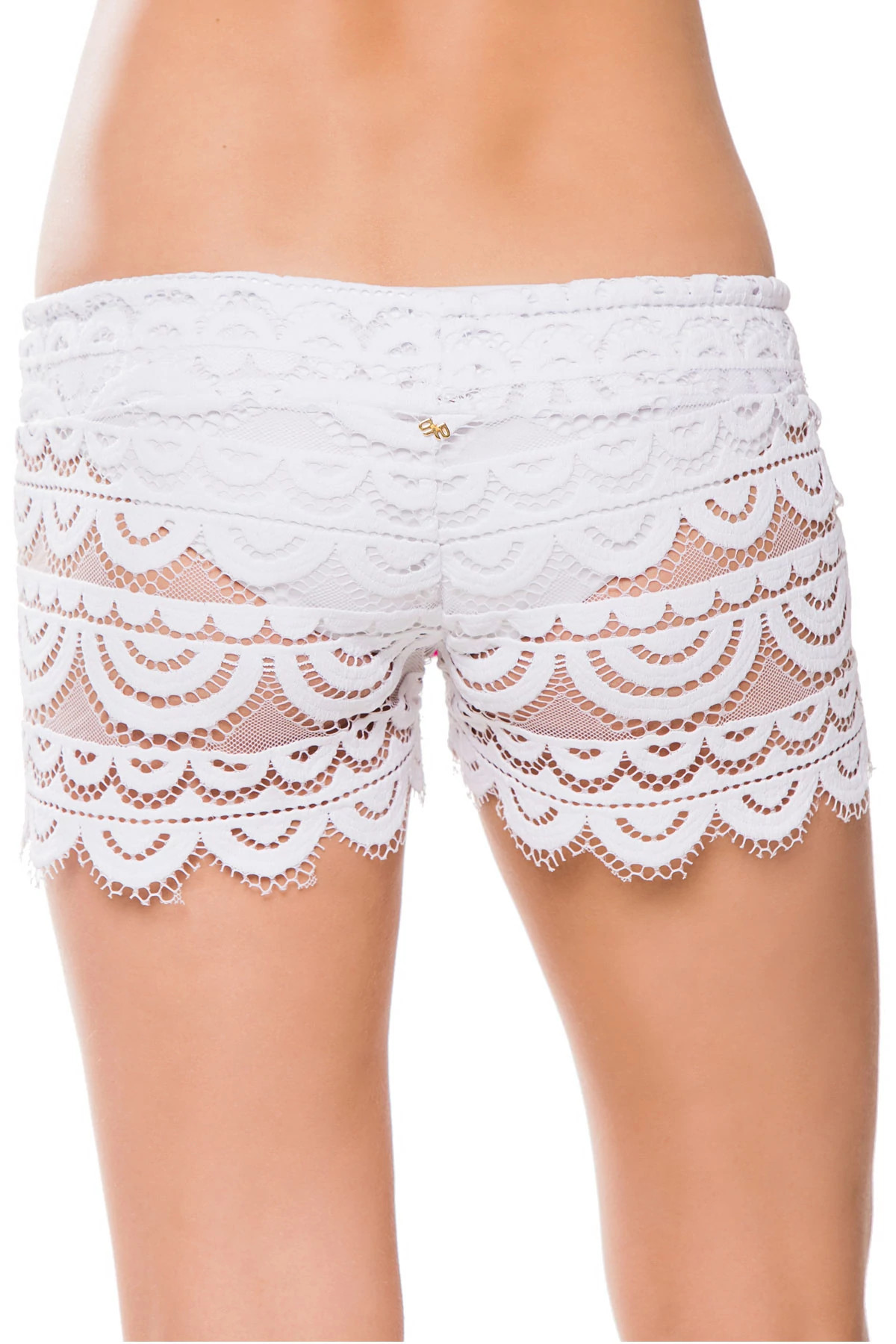 WHITE Lace Tie-Front Shorts image number 2