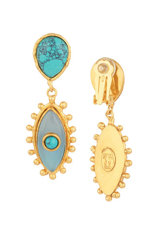 CALCEDOINE/TURQUOISE Third Eye Drop Earrings