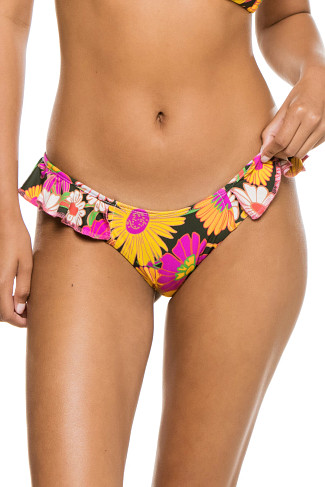JEANEANE FLORAL Ruffle Tab Side Brazilian Bikini Bottom