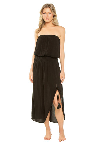 BLACK Ponza Smocked Strapless Midi Dress