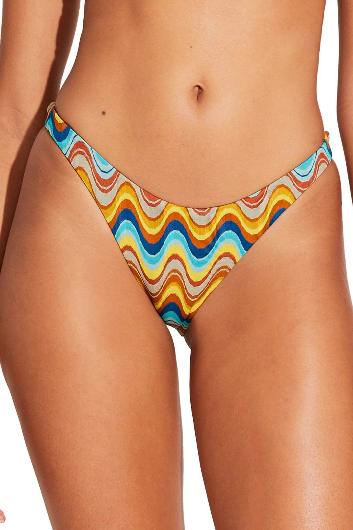 RETRO WAVE California High Leg Brazilian Bikini Bottom image number 1