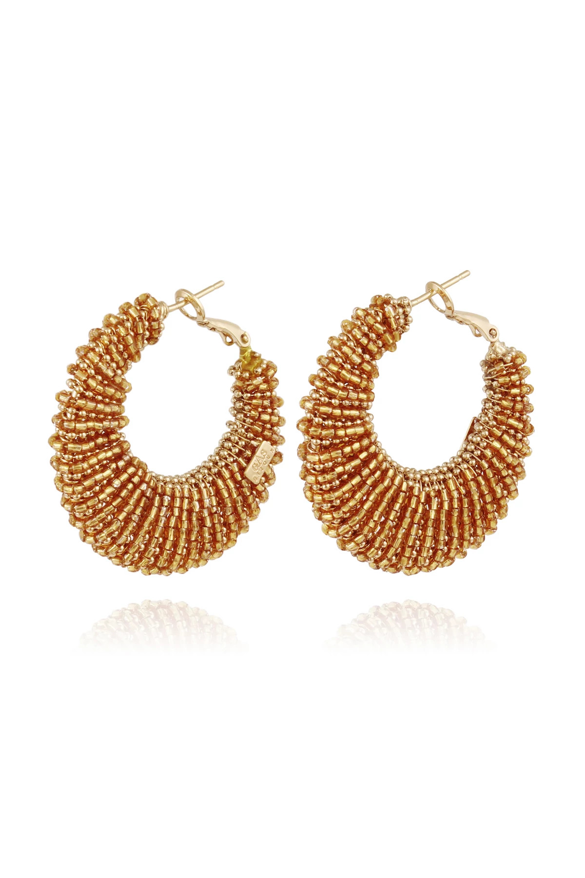 040 ORANGE Izzia Beaded Hoops image number 1