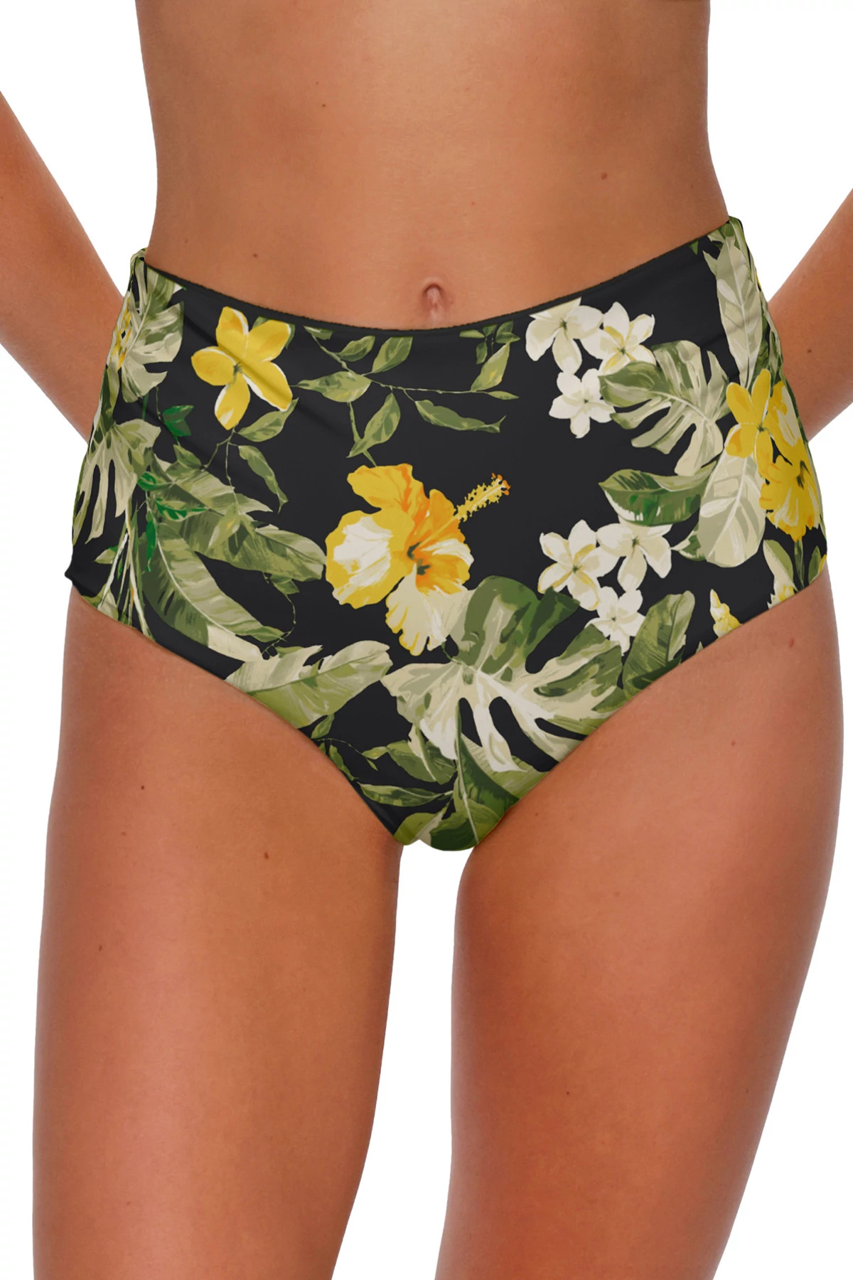 NIGHT BLOOM Capri High Waist Bikini Bottom image number 1