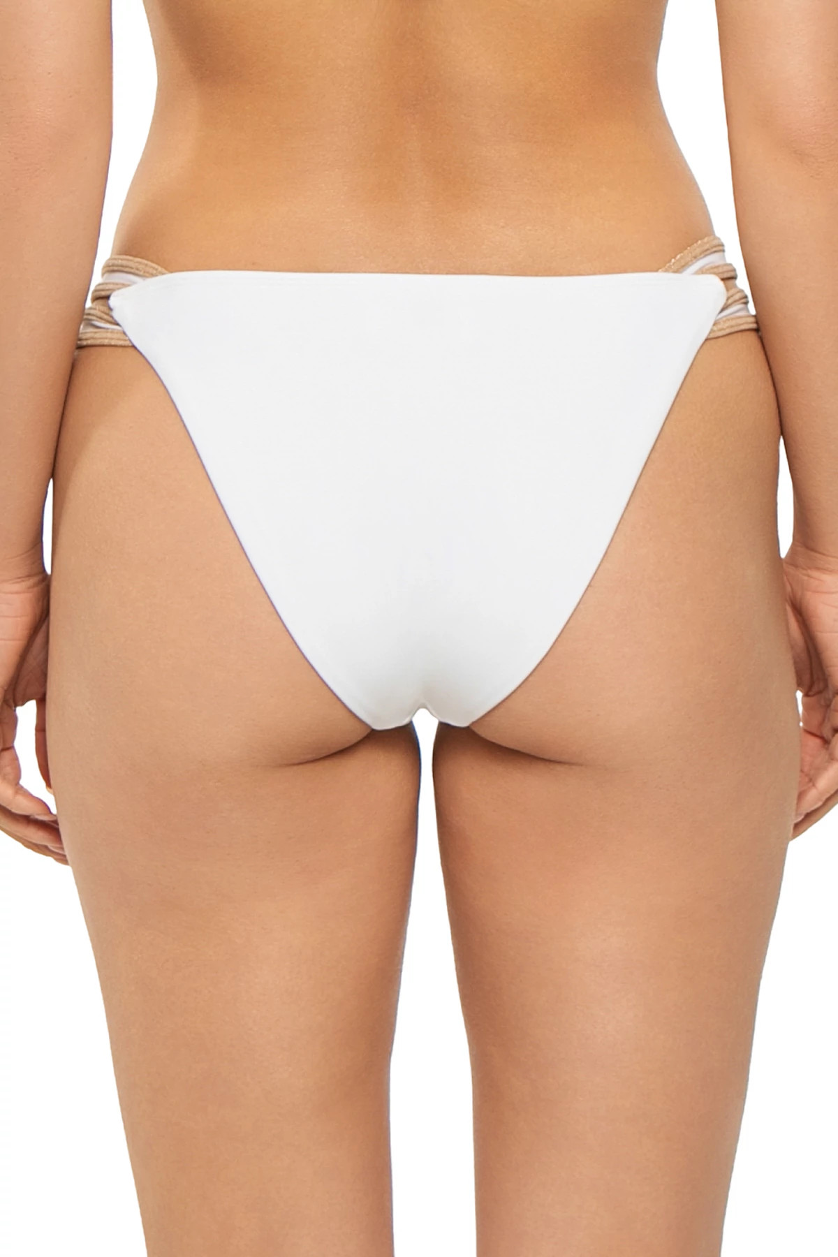 WHITE/GOLD Meggie Hipster Bikini Bottom image number 2