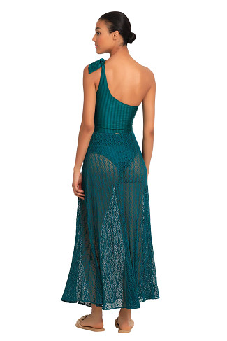 TEAL Asymmetrical Lace Beach Maxi Dress