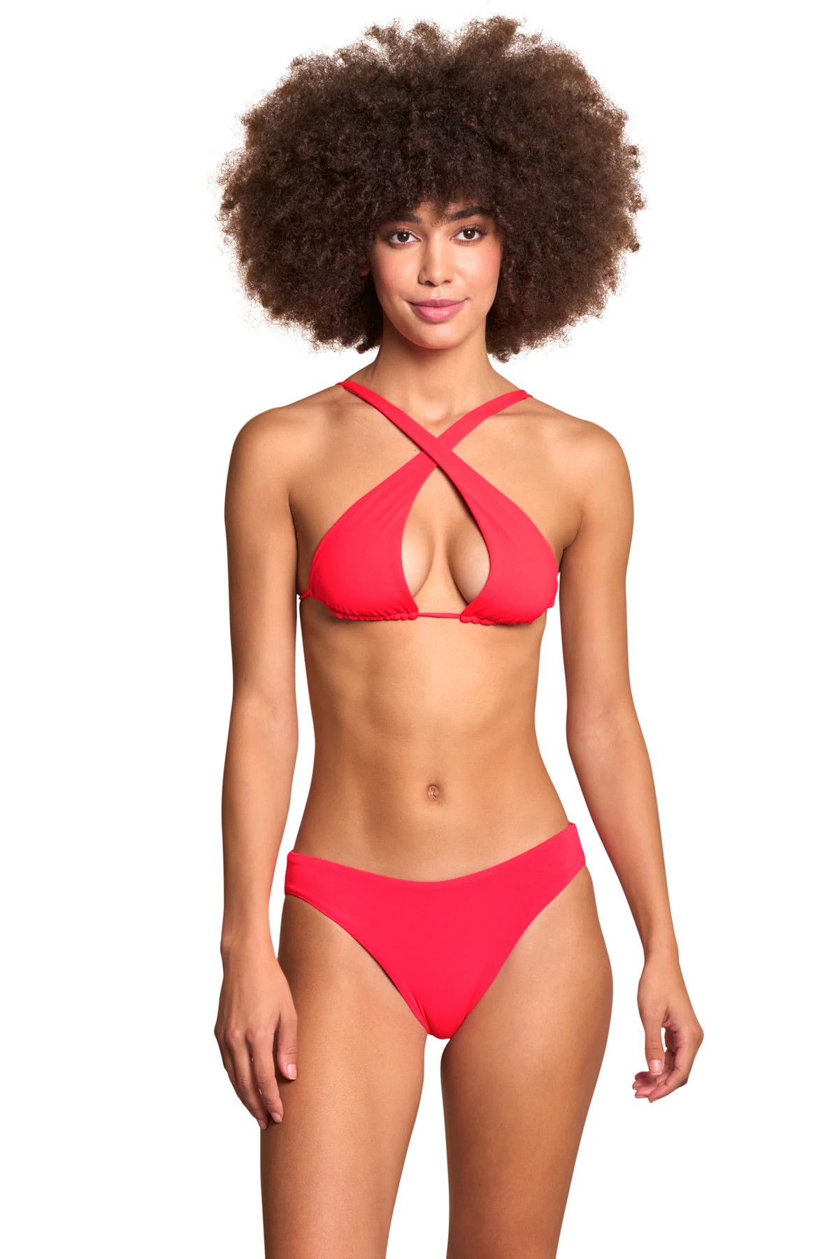 CHERRY RED Kalima Reversible Halter Triangle Bikini Top image number 3