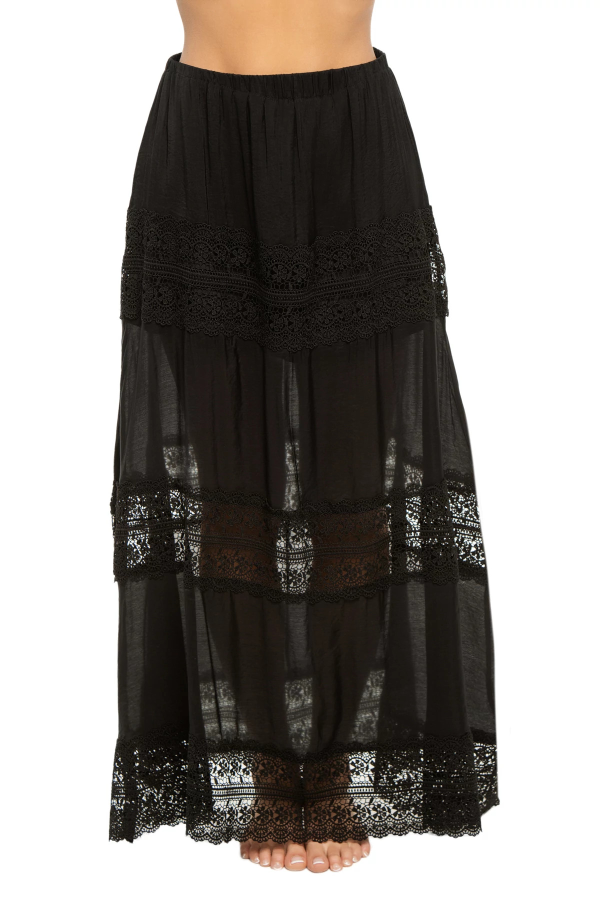 BLACK Lace Maxi Skirt image number 1