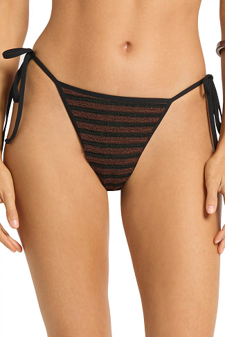 CAROB/BLACK DOT STRIPE Anisha Brazilian Bikini Bottom