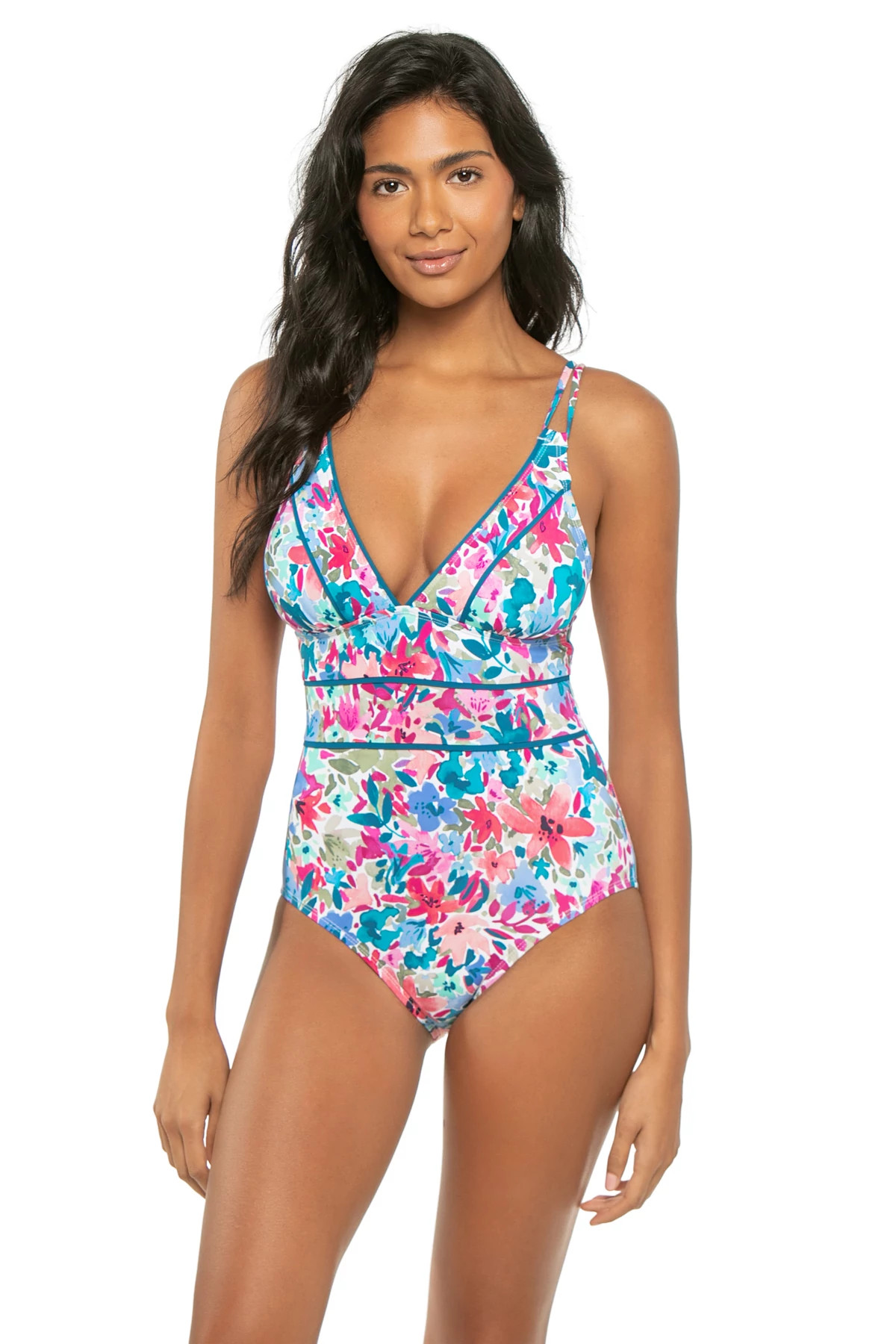 DUSTY LUPINE Watercolor One Piece Swimsuit image number 1