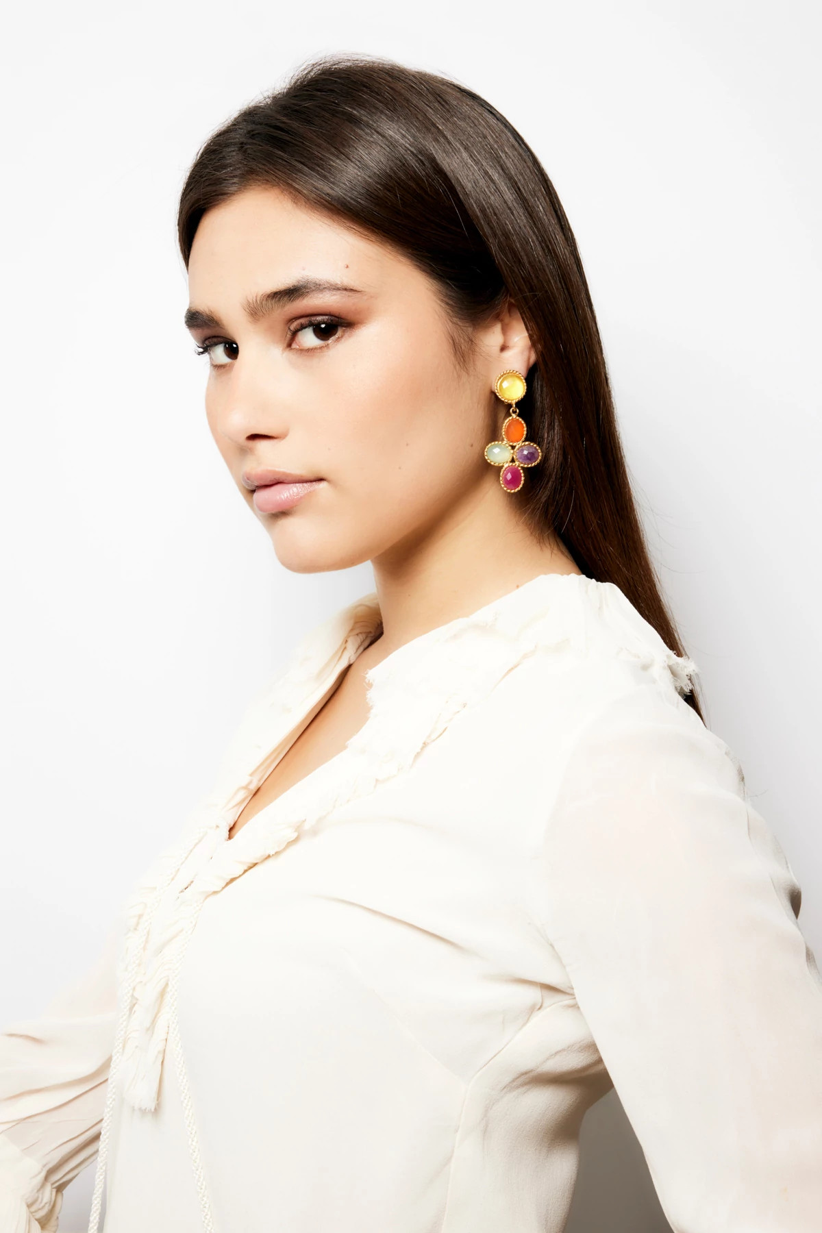 MULTI Bloom Flower Drop Earrings image number 3