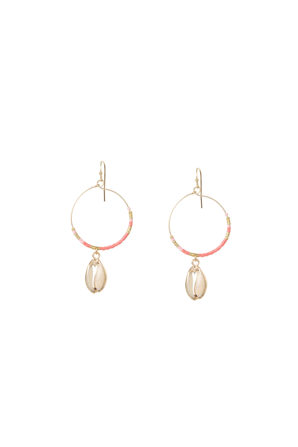 GOLD Shell Hoop Earrings image number 1