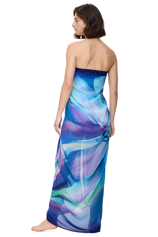 MULTI BLUE Abstract Floral Print Sarong