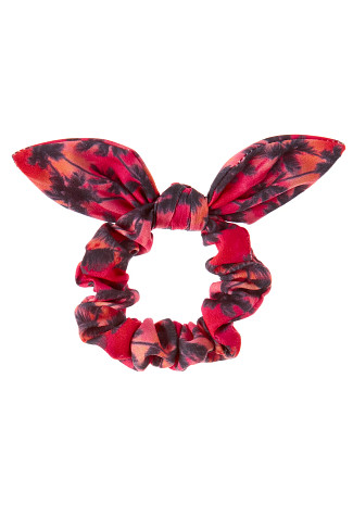 MULTI Pink Tropical Knotted Bow Scrunchie