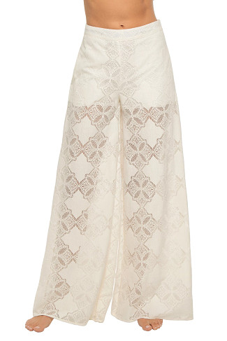 FLORAL MEDALLION Ravi High Rise Lace Wide Leg Pants