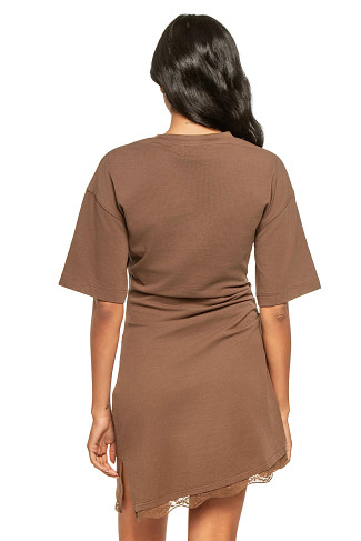 FUDGE Liora Cotton Lace Hem T-Shirt Dress