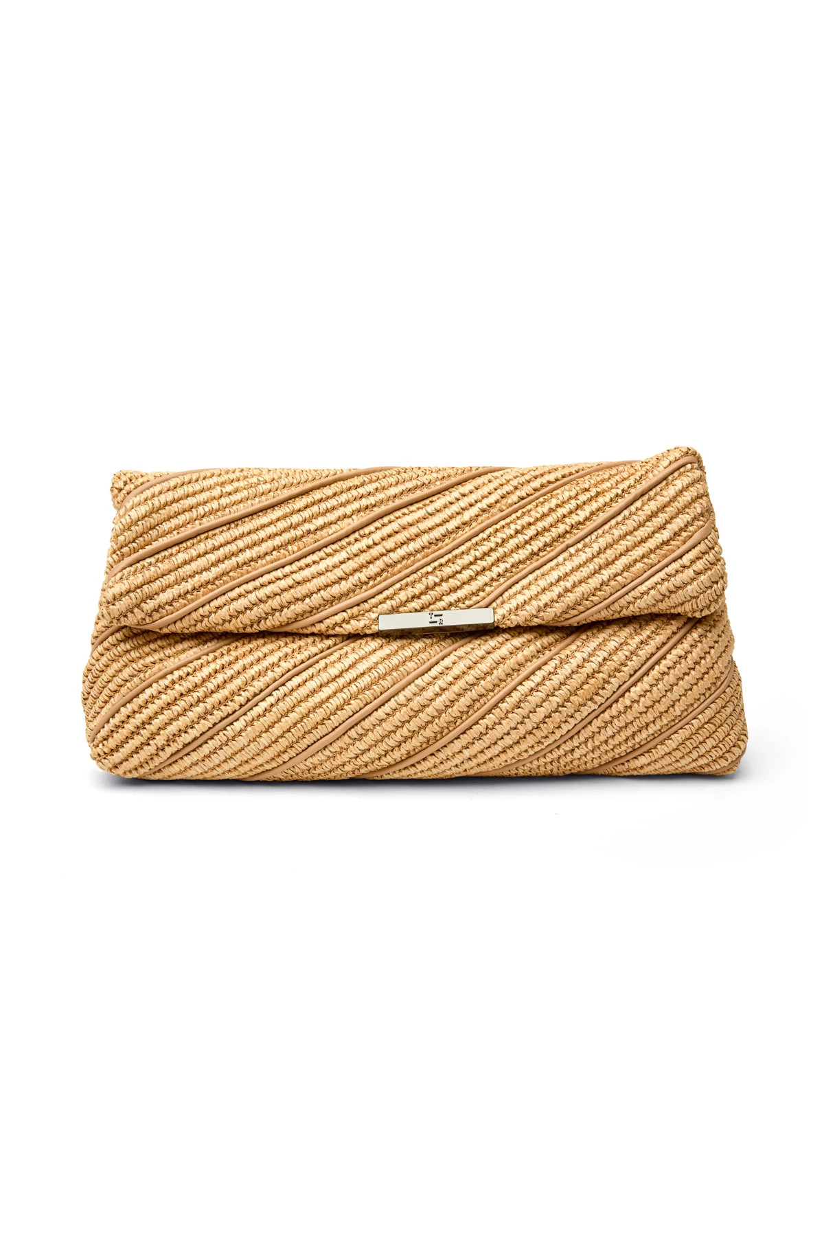 BEIGE/BEIGE WEB Embrace Raffia Fold-Over Clutch image number 1