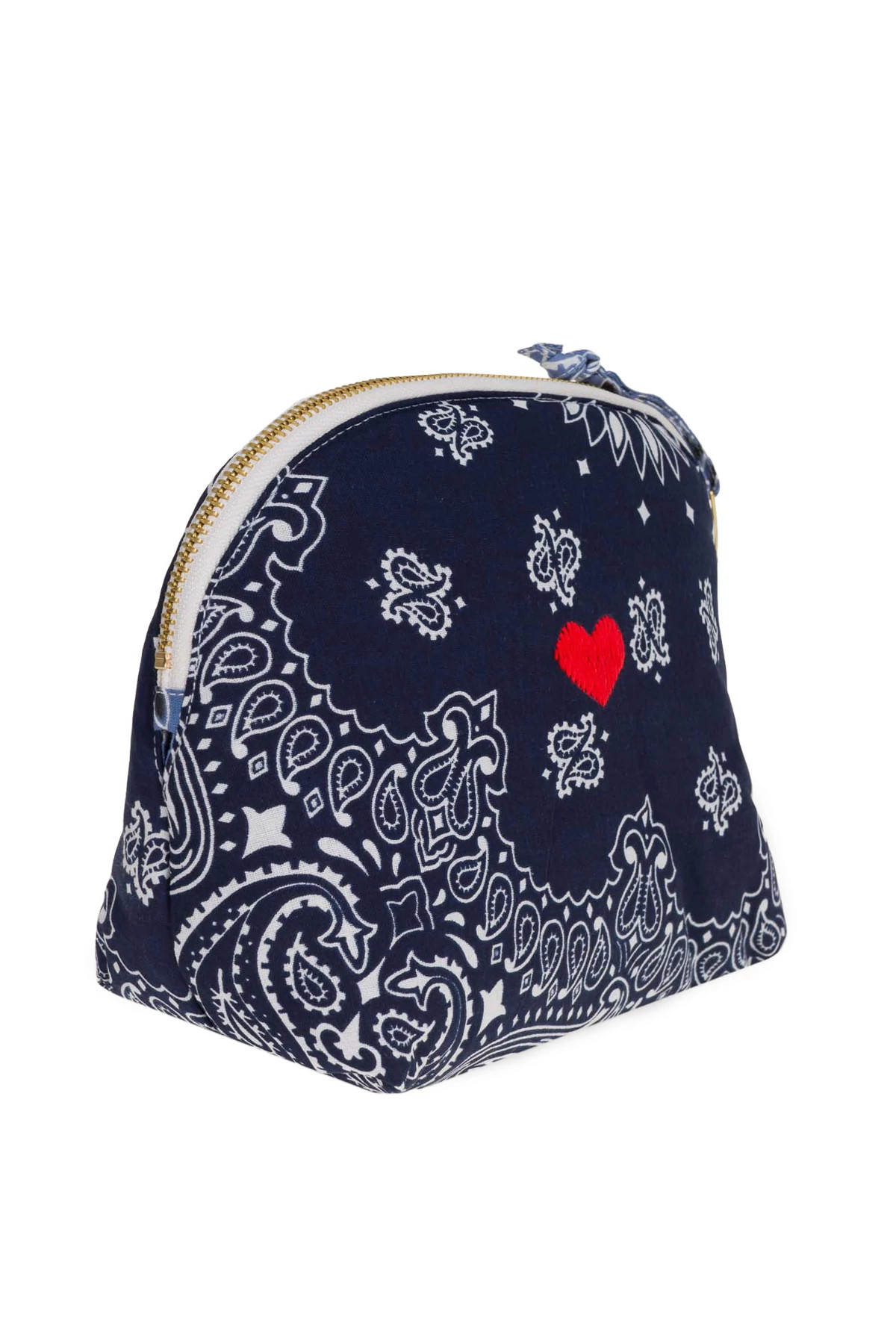 NAVY/CHAMBRAY Heart Embroidered Bandana Pouch image number 2