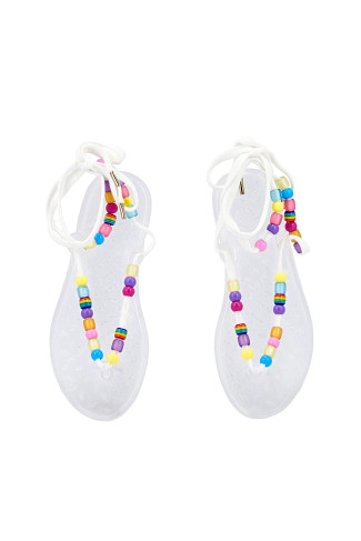 WHITE Esther Bead Sandals