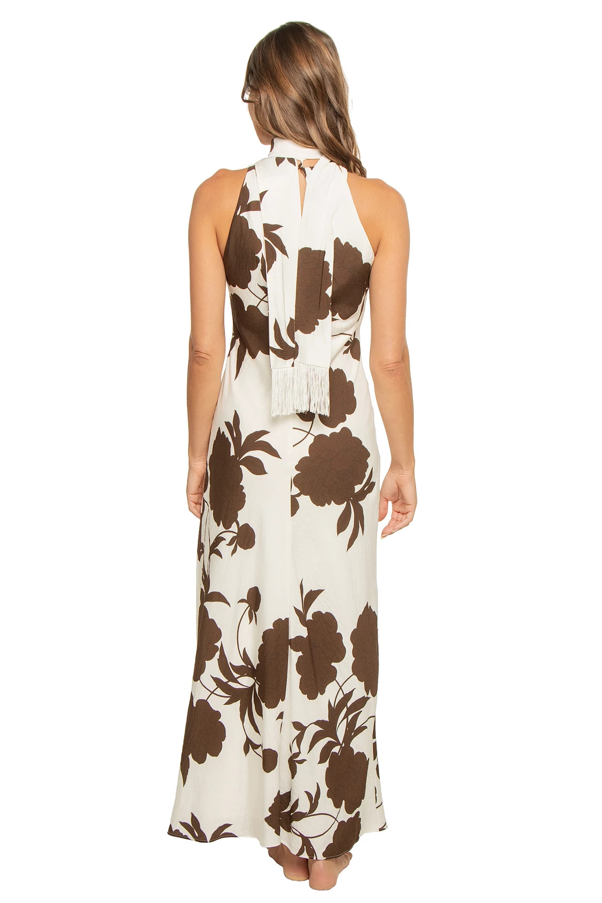 CHOCOLATE FLORAL Elodie Floral Plunge Maxi Dress image number 4