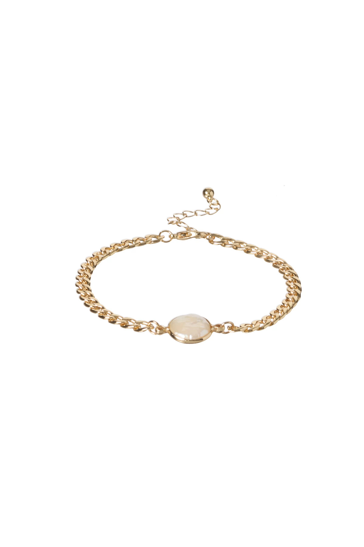 GOLD Pearl Chain Bracelet image number 1