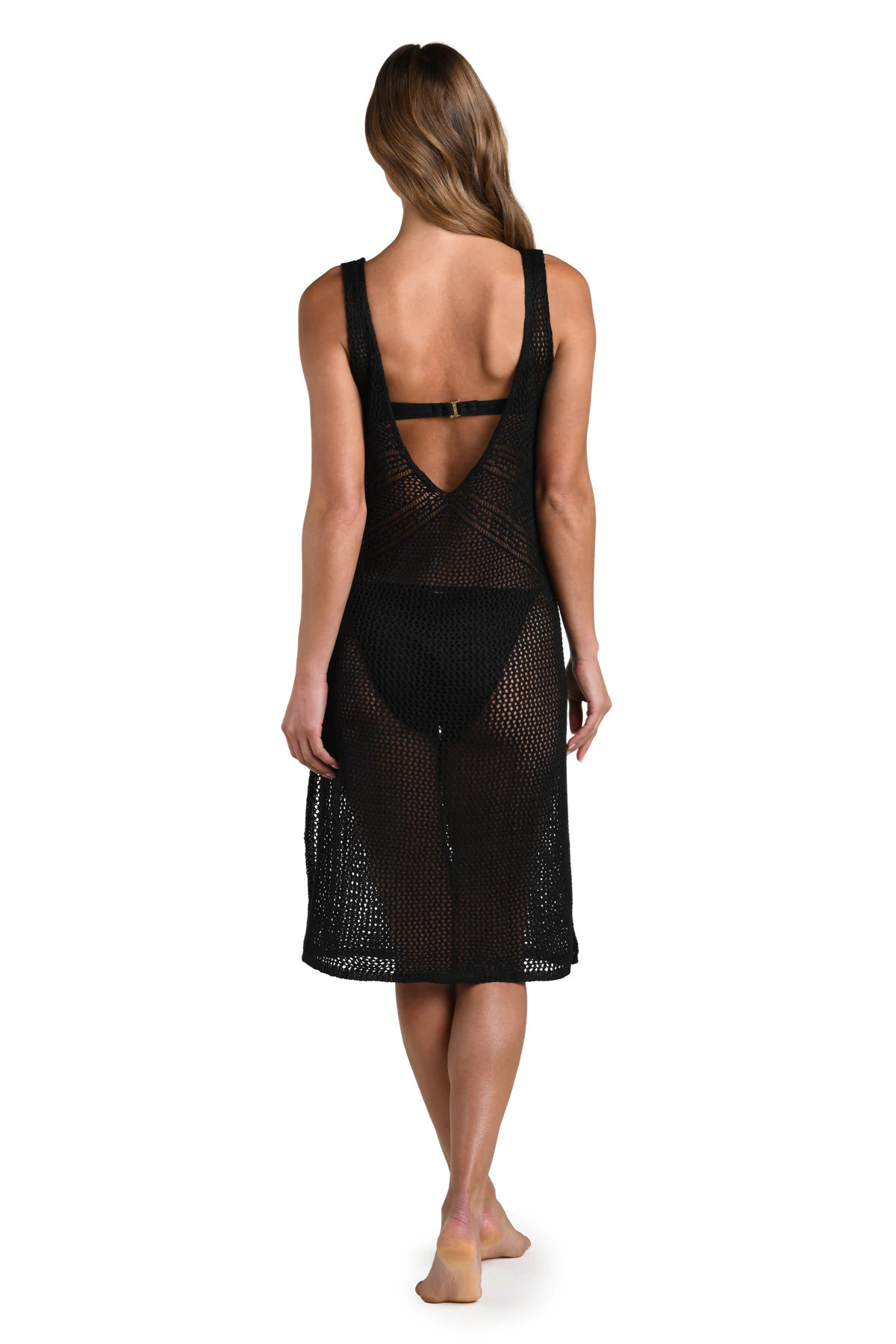 BLACK Pallas Crochet Midi Cover Dress image number 2