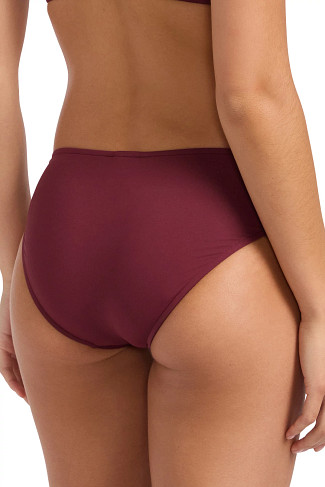 DARK BURGUNDY Twist Front Hipster Bikini Bottom