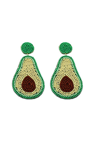 GREEN Beaded Avocado Earrings
