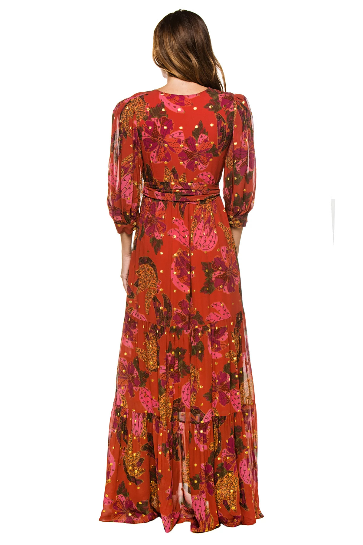 RED Banana Flowers Maxi Dress image number 2