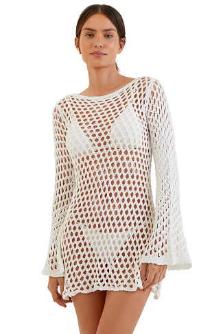 OFF WHITE Belle Crochet Mini Cover Up Dress