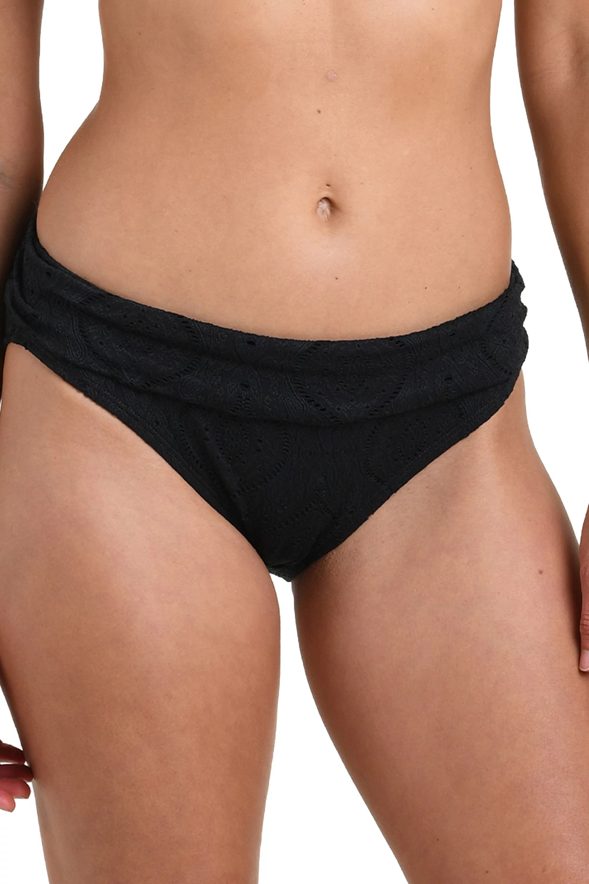 BLACK Mantra Medallion Shirred Hipster Bikini Bottom image number 1