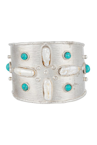 PEARL/TURQUOISE/SILVER Mojave Manchette Cuff