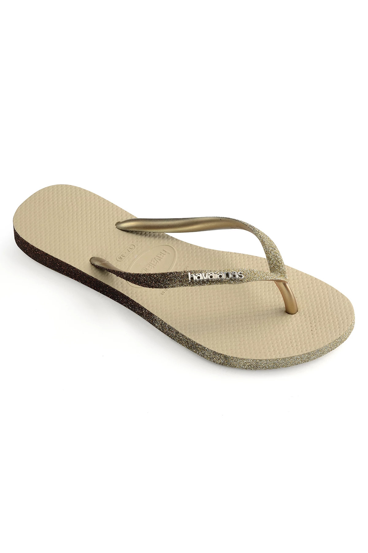 SAND GREY Slim Sparkle Flip Flops image number 2