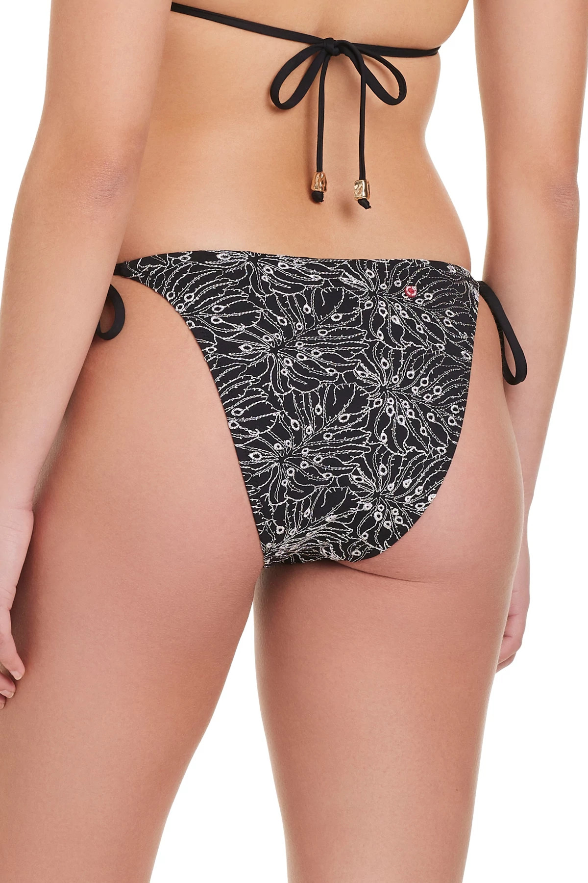 BLACK Embroidered Tie Side Bikini Bottom image number 2