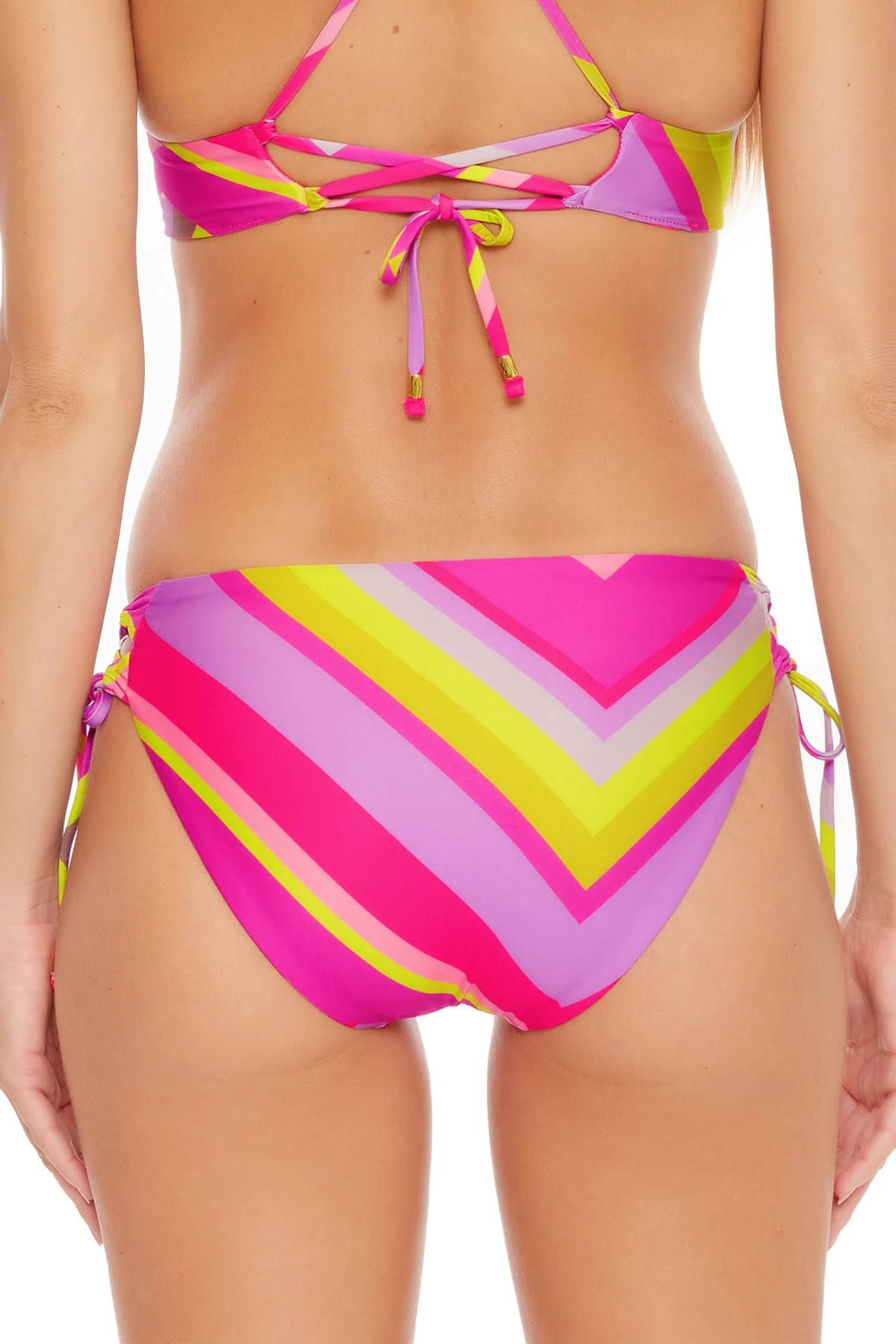 MULTI Stripe Loop Tie Side Hipster Bikini Bottom image number 2
