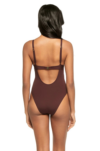 BURGUNDY Magnolia Plunge One Piece Swimsuit