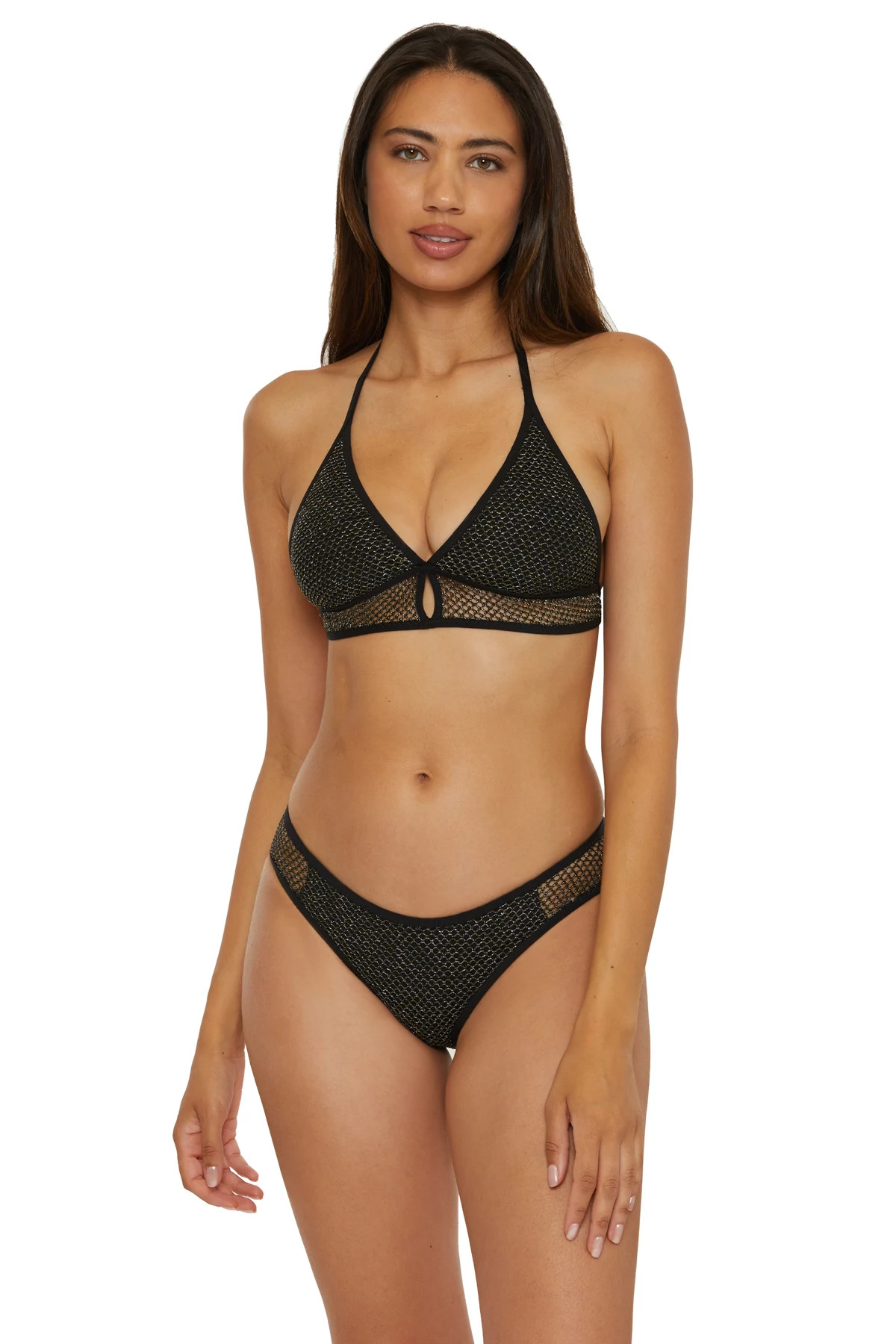 BLACK Mira Banded Halter Bikini Top image number 1