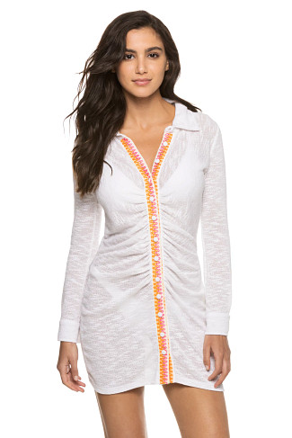 WHITE Embroidered Shirt Dress