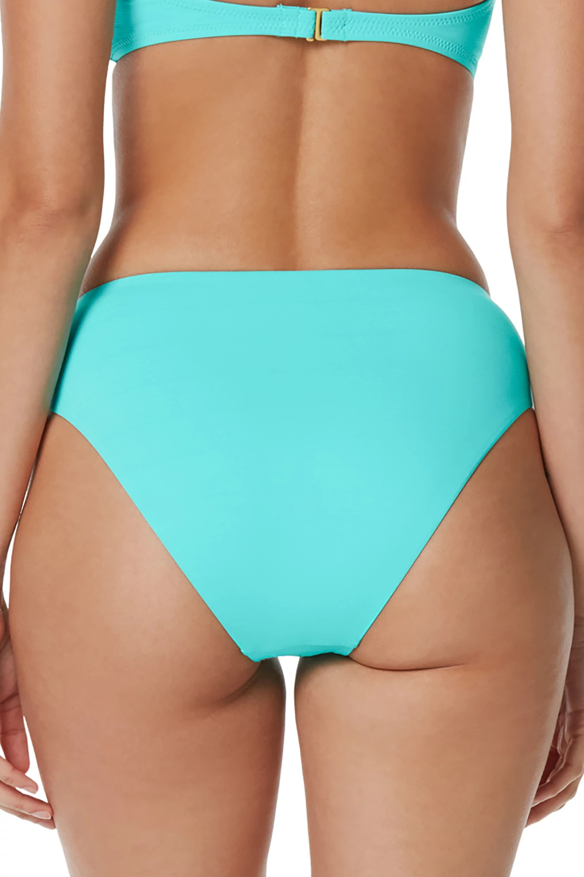 SEAFOAM AQUA Textured High Waist Bikini Bottom image number 2