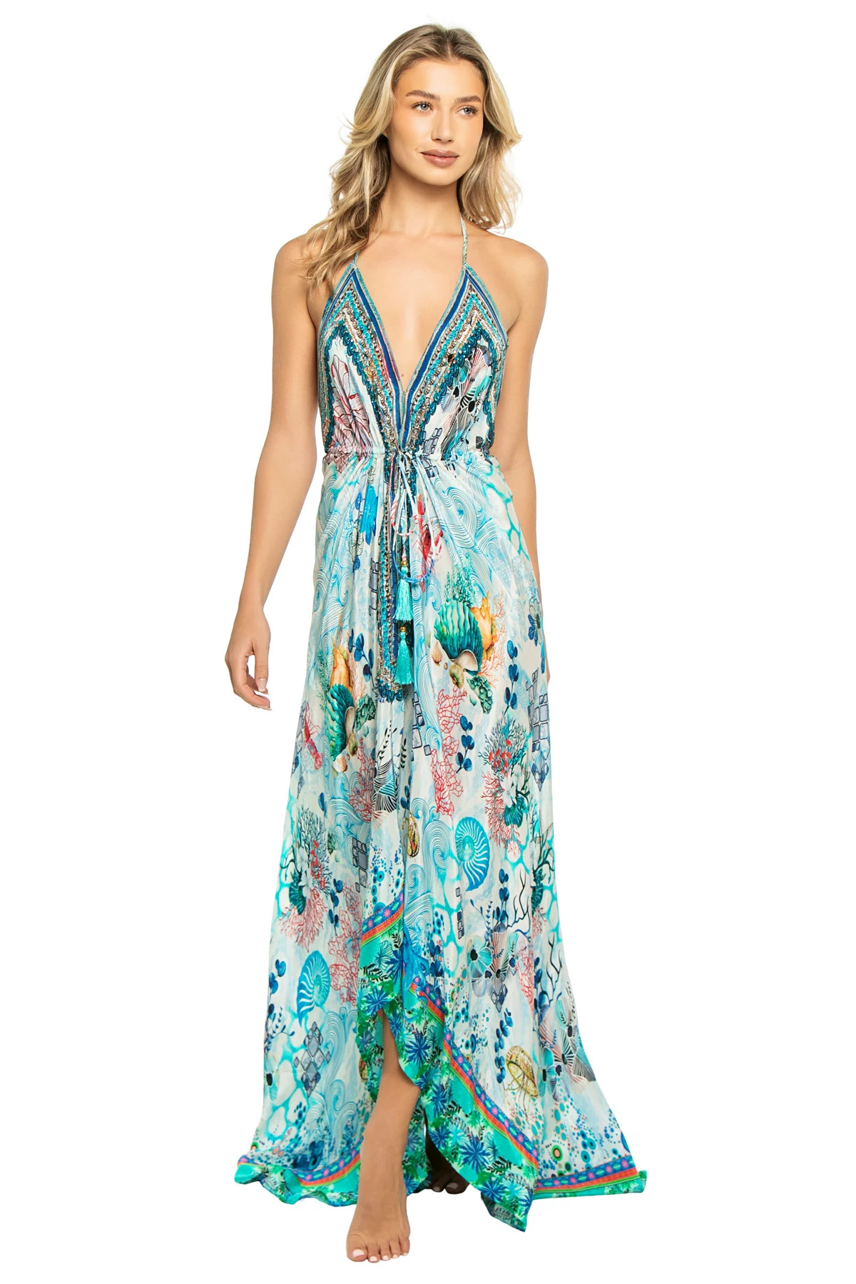 SEABED Hi-Low Halter Maxi Dress image number 1