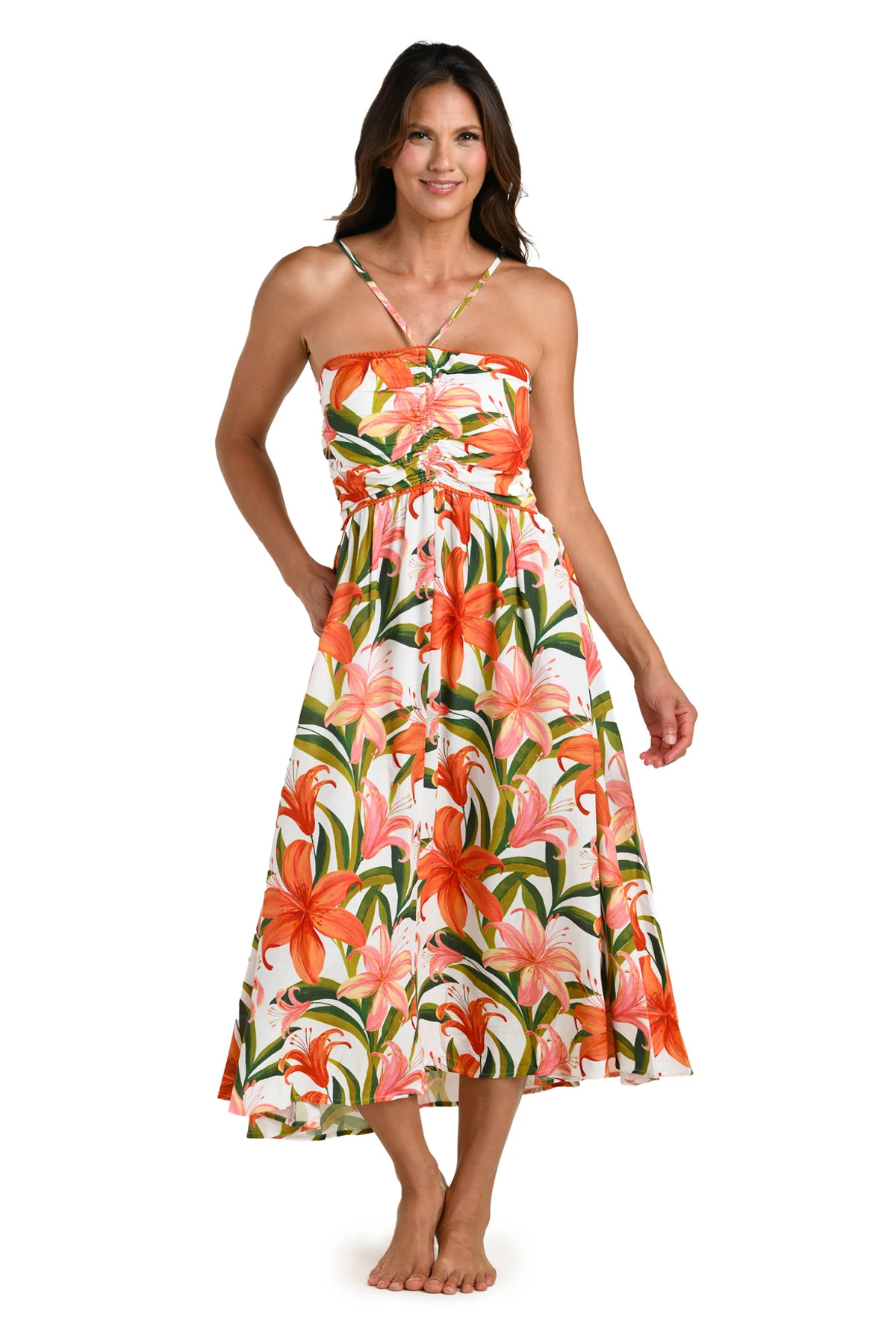 MULTI Jungle Blossom Midi Dress image number 1